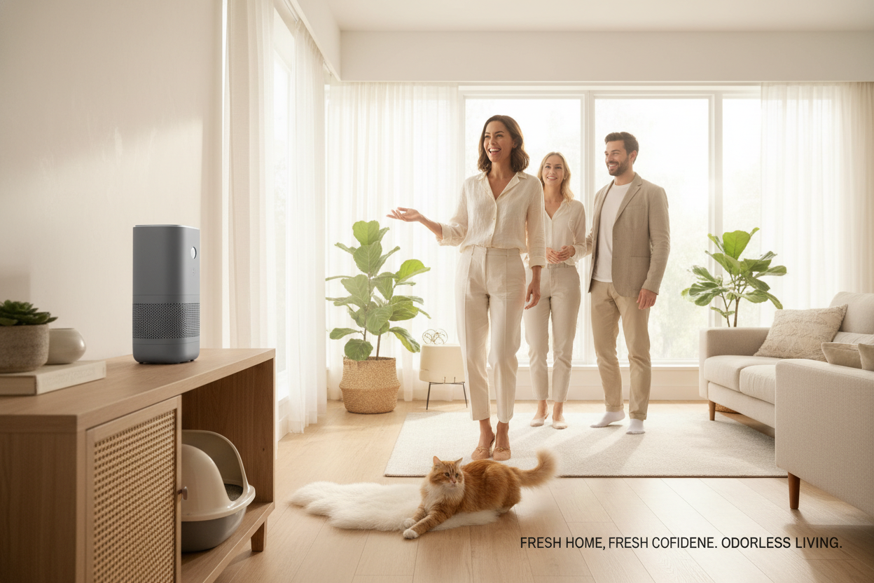 Tired of your home smelling like a litter box no matter how much you clean? That embarrassing odor ruins your confidence as a host and makes you feel like you’ve tried everything. This purifier is the definitive solution—eliminating smells at the source so you can finally have a home that’s fresh, welcoming, and pride-worthy.

